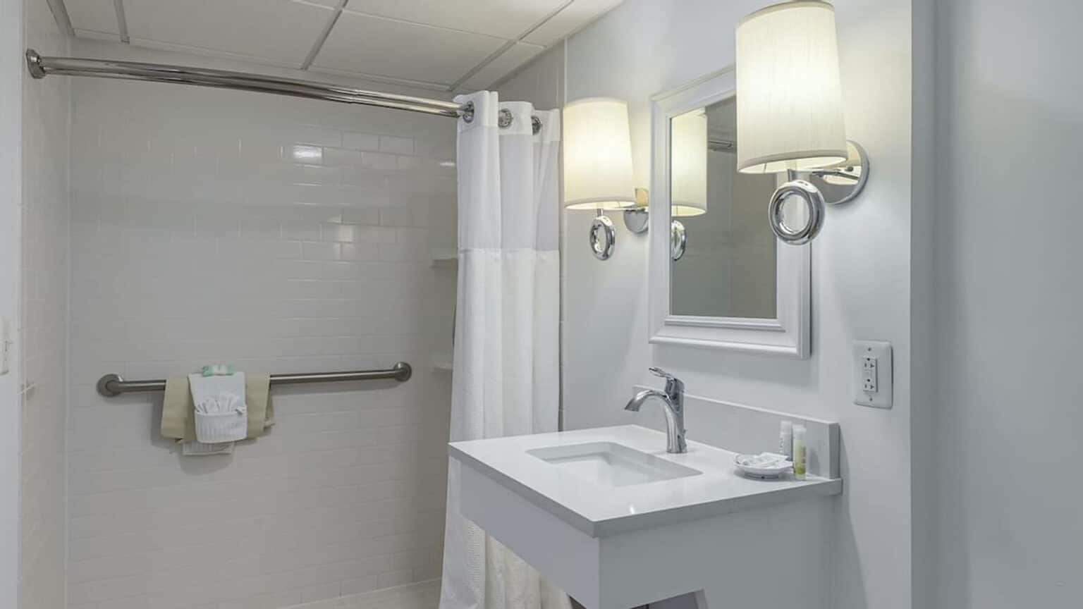 Premium king suite ADA hotel room accessible bathroom