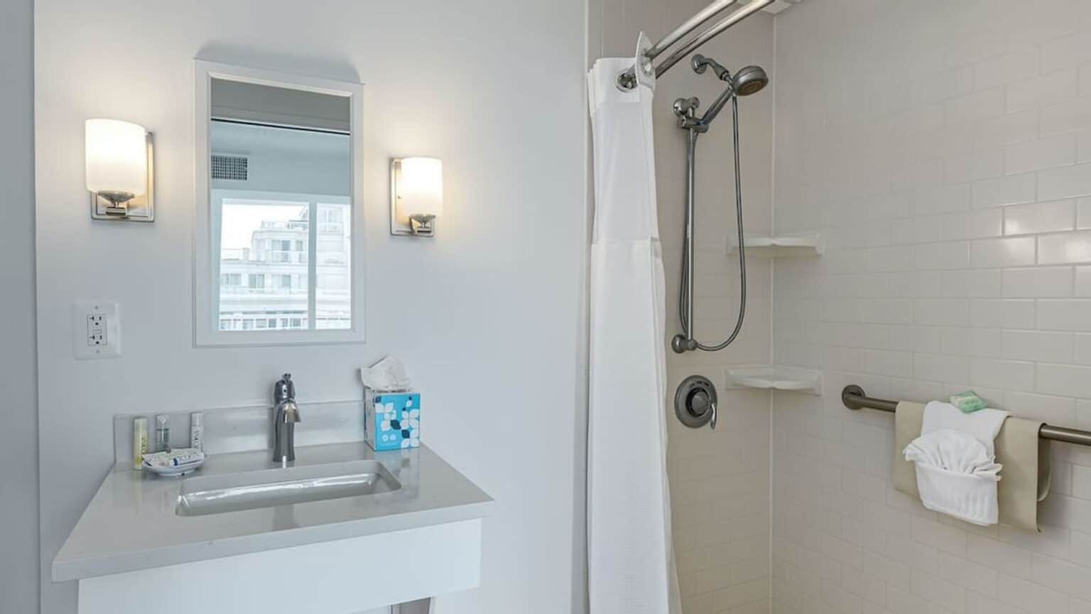 Premium king suite ADA hotel room accessible bathroom