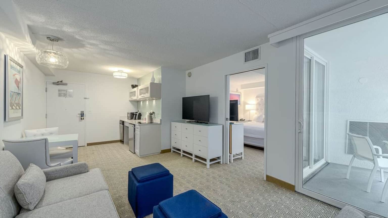 Premium king suite ADA hotel room living room