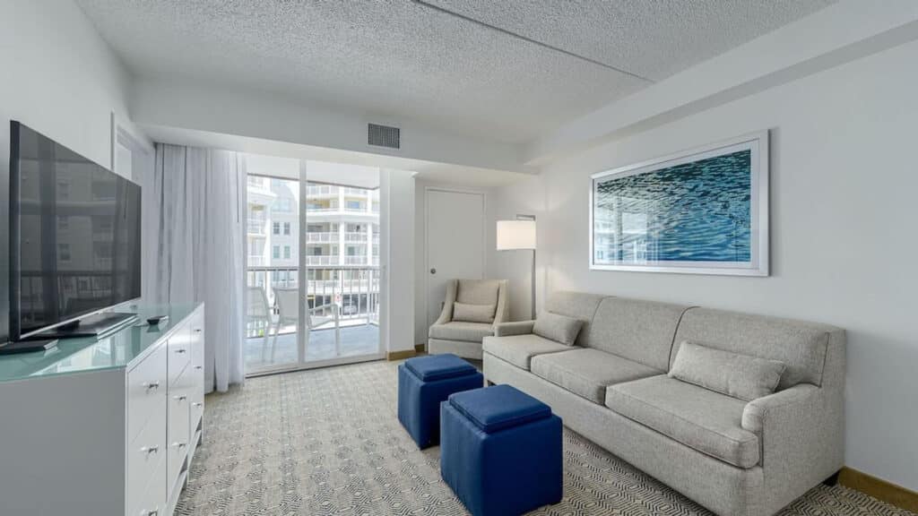 ICONA Diamond Beach premium king suite hotel room seating area