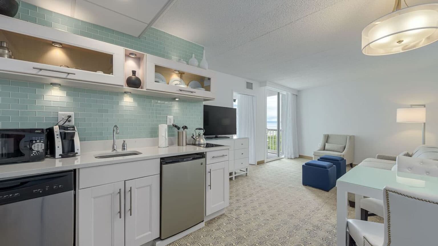 Premium poolside double suite galley kitchen