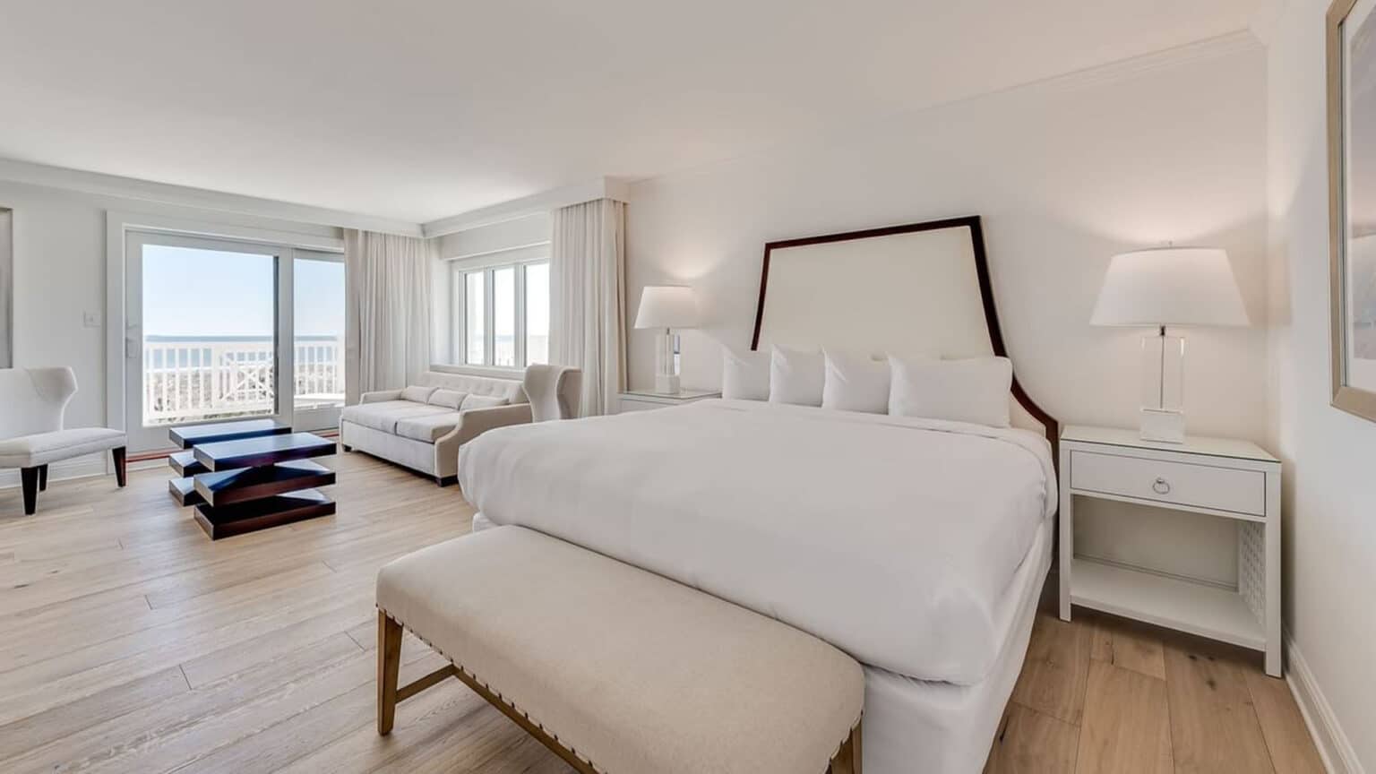 Bed in the Oceanfront luxury king studio