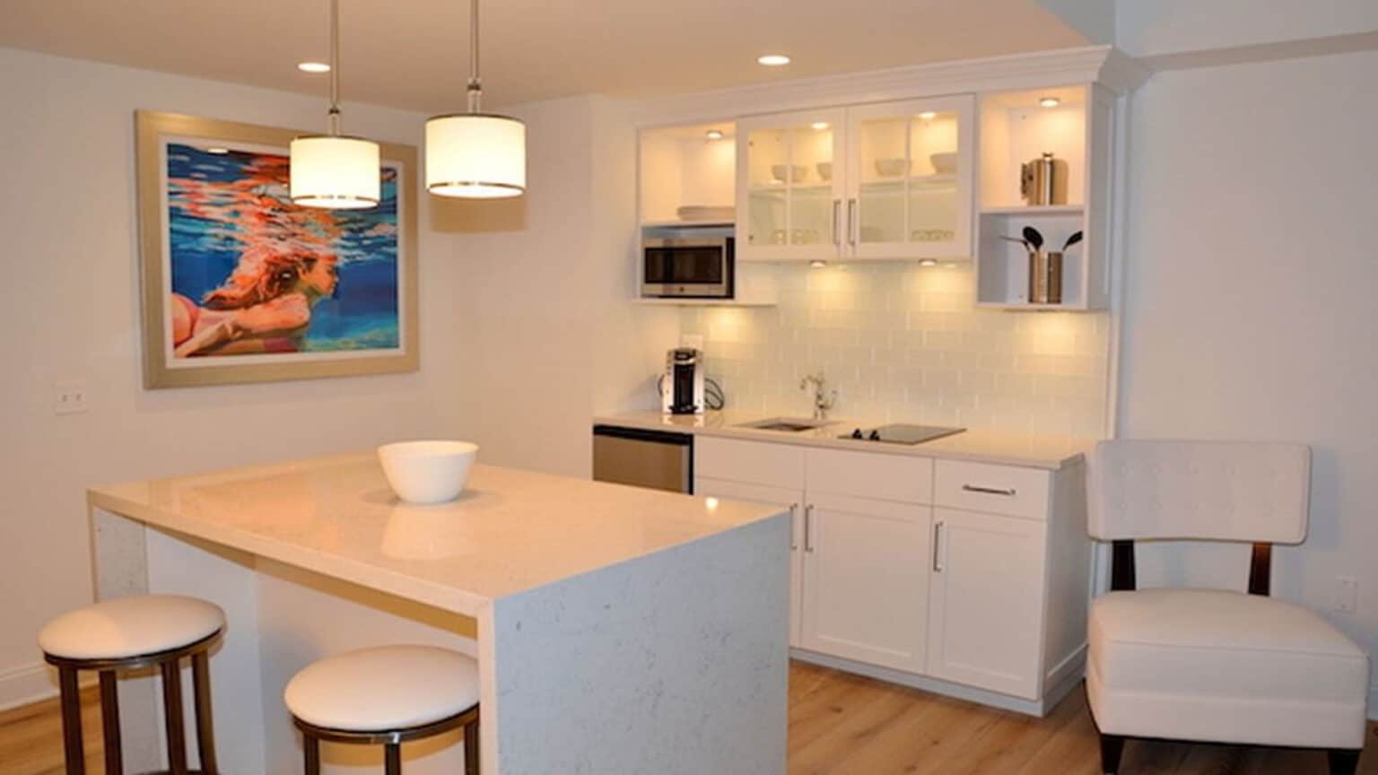 Kitchen area in the Oceanfront luxury king studio