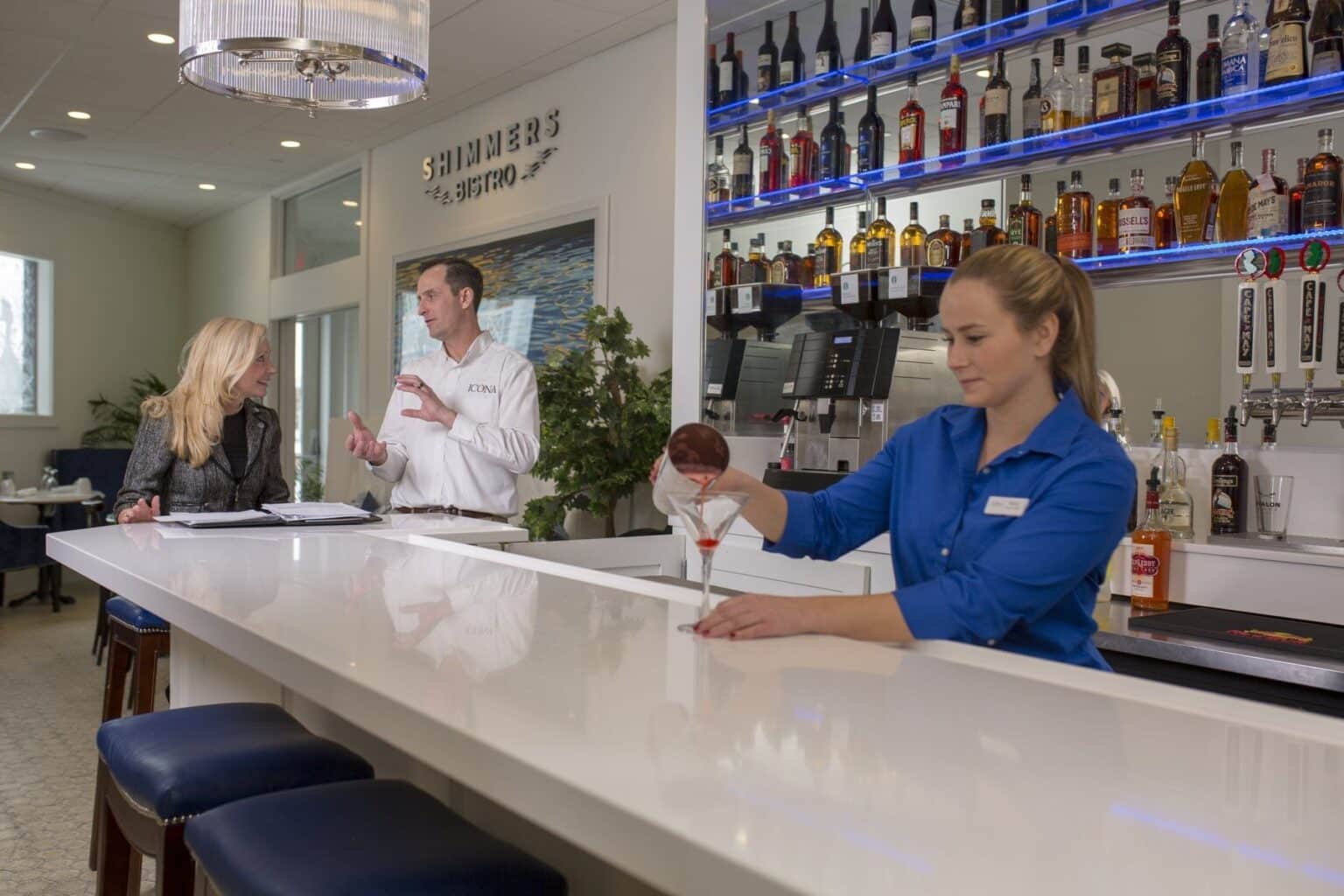 Server making a cocktail at Shimmers Bistro in Avalon, NJ
