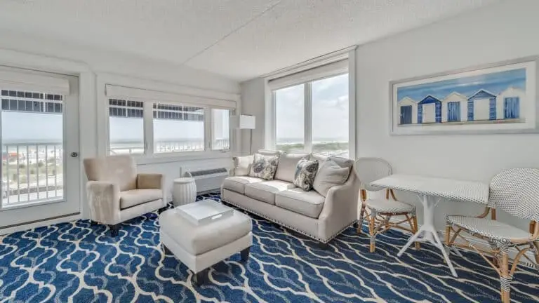 Oceanfront suite seating area in ICONA Cape May