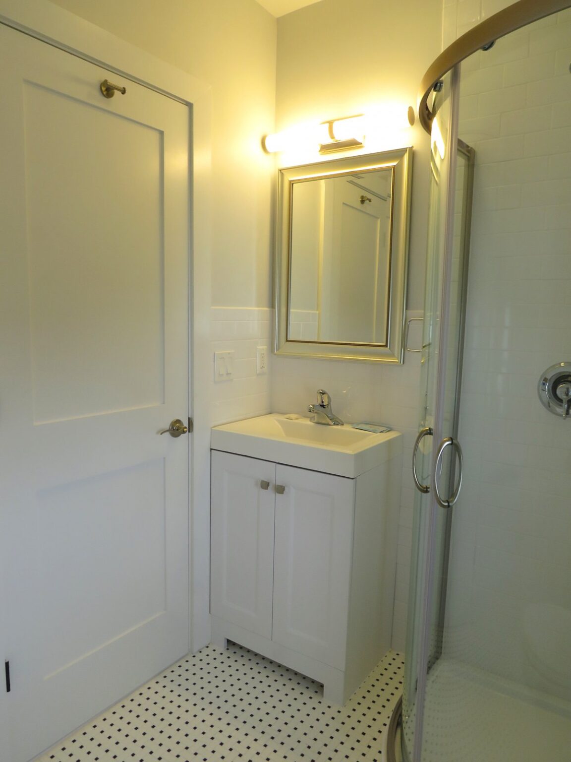 The bathroom in Room 18 at the Grand Victorian Hotel in Spring Lake