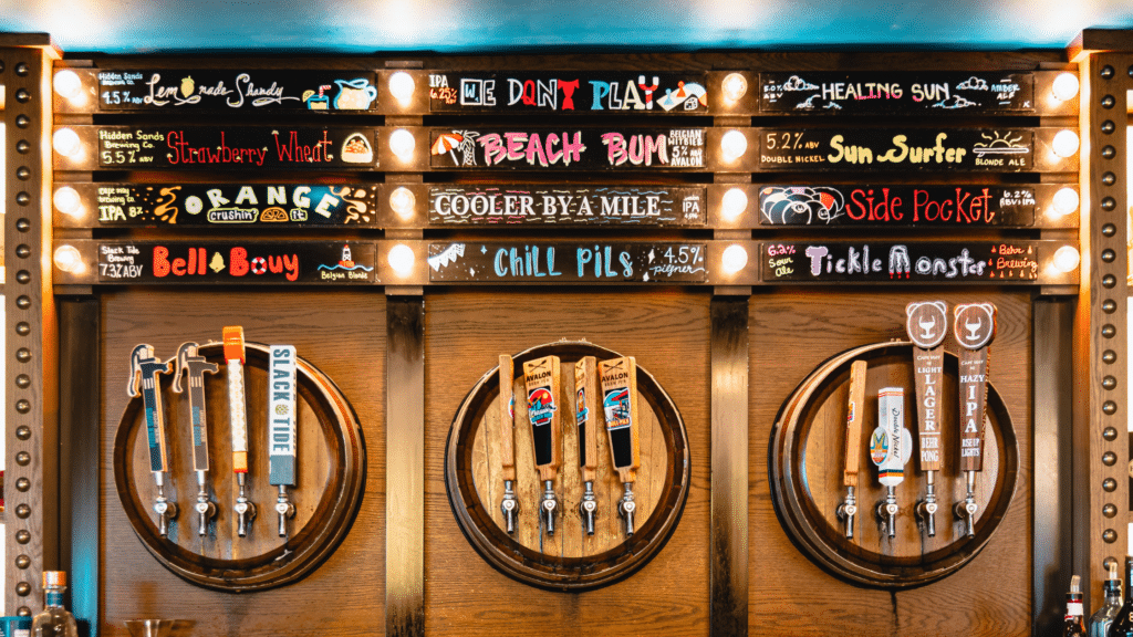 Beers on tap at Avalon Brew Pub