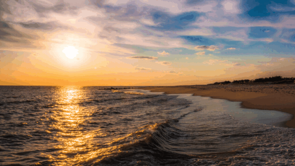 Sunset over the beach in Cape May