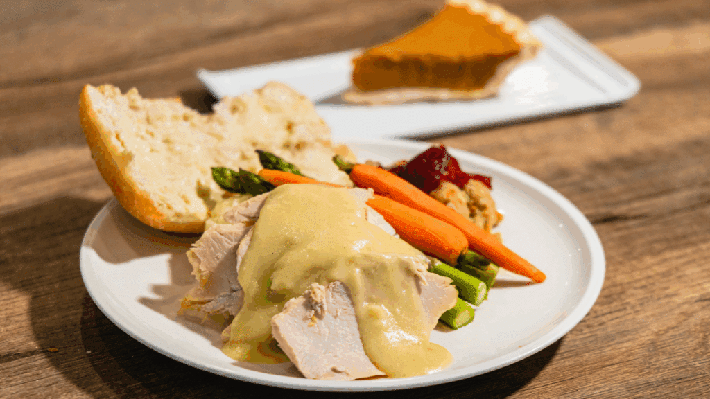 Plate of Thanksgiving dinner