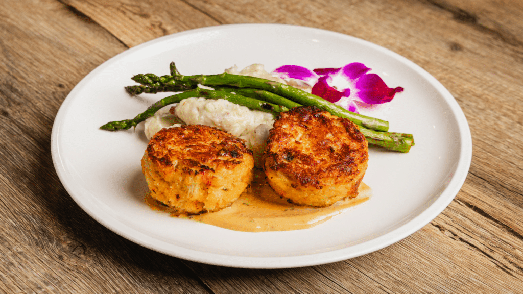 Crab cake entree from Coastal Blue